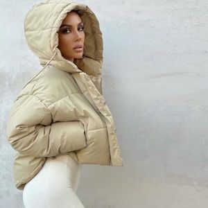 Cream Cropped Zara Puffer Jacket